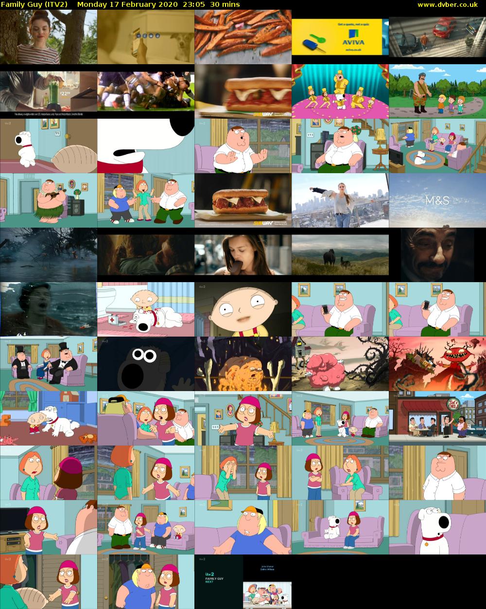 Family Guy (ITV2) Monday 17 February 2020 23:05 - 23:35