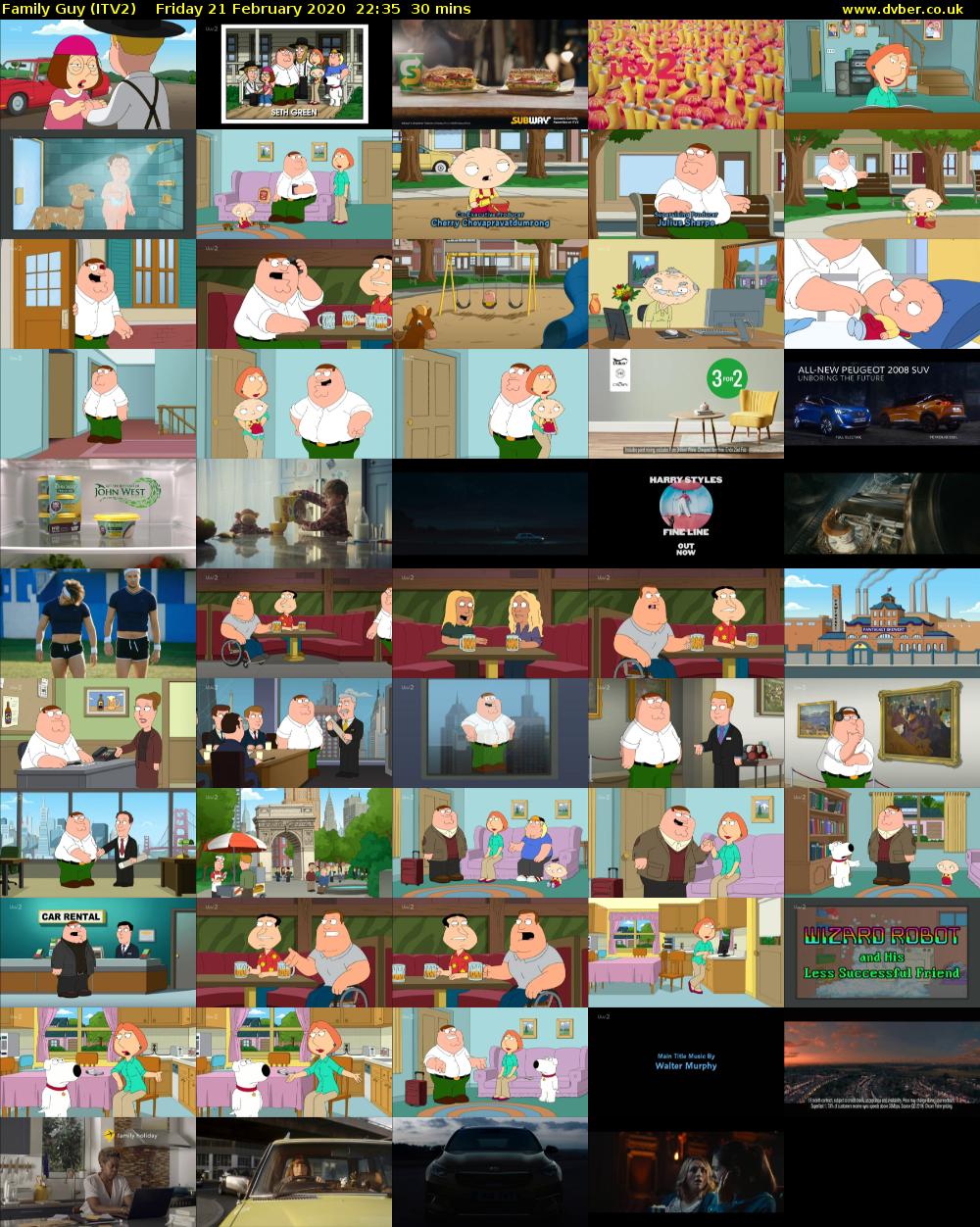 Family Guy (ITV2) Friday 21 February 2020 22:35 - 23:05