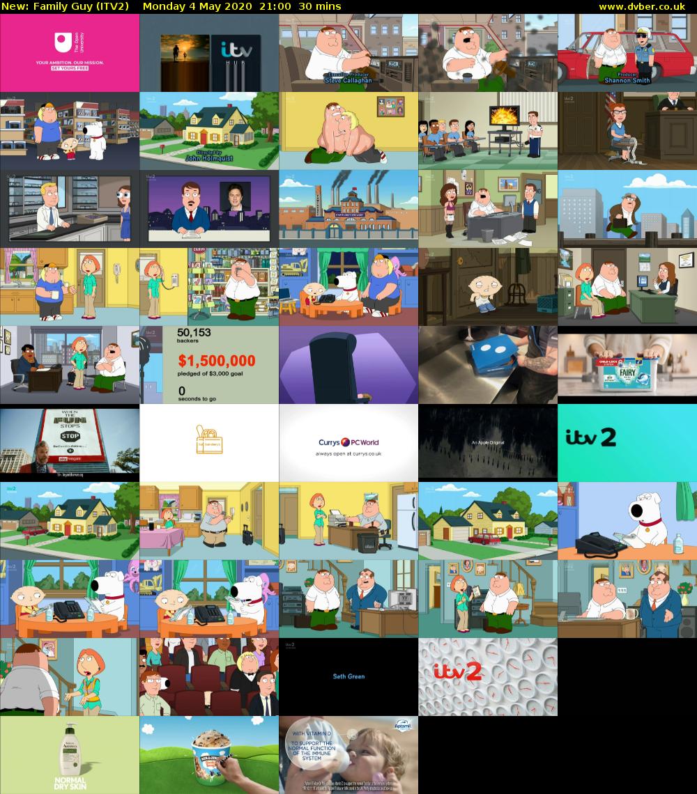 Family Guy (ITV2) Monday 4 May 2020 21:00 - 21:30
