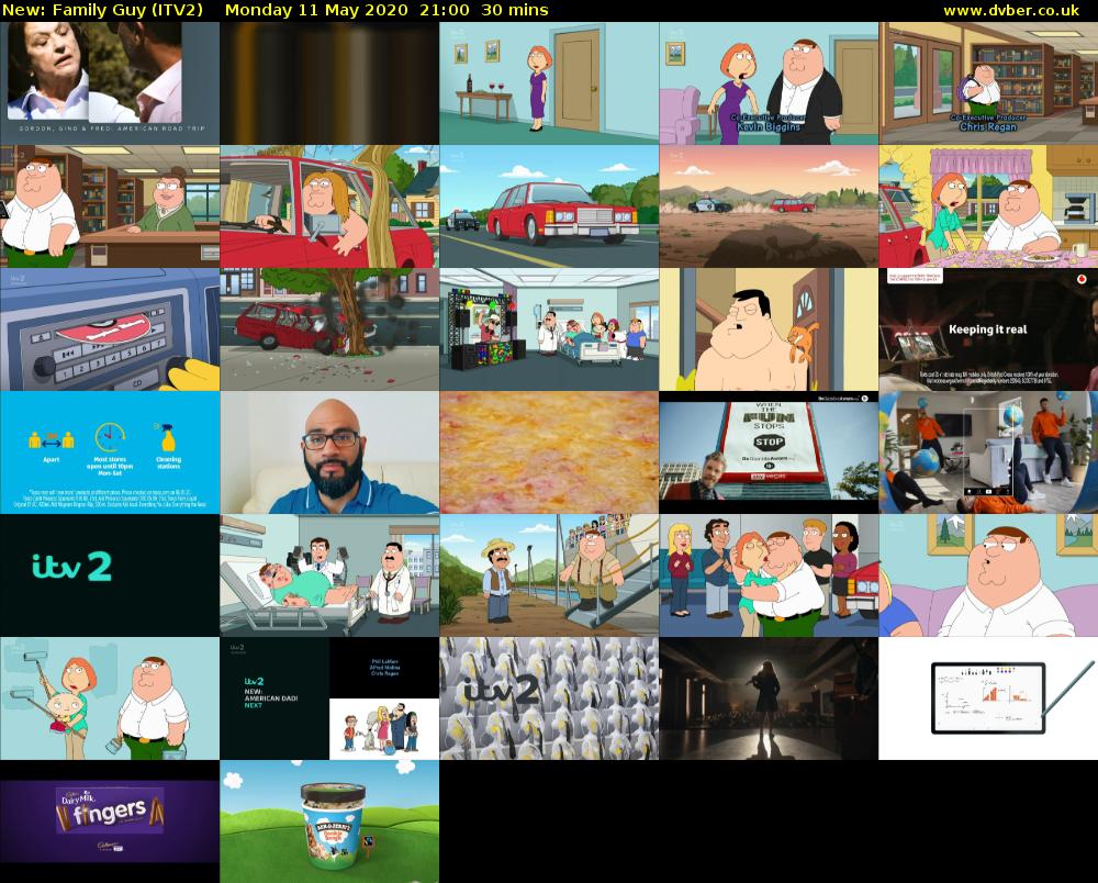 Family Guy (ITV2) Monday 11 May 2020 21:00 - 21:30