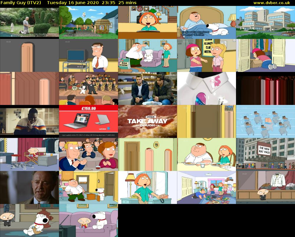 Family Guy (ITV2) Tuesday 16 June 2020 23:35 - 00:00