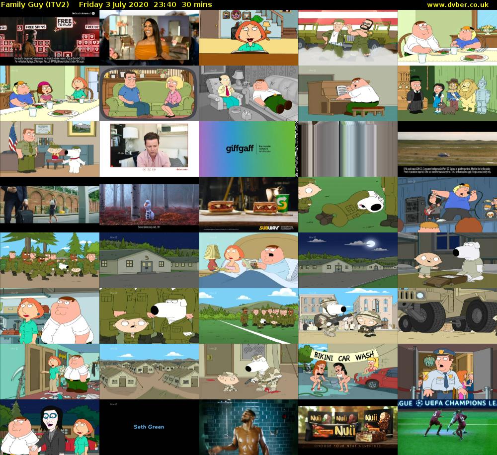 Family Guy (ITV2) Friday 3 July 2020 23:40 - 00:10