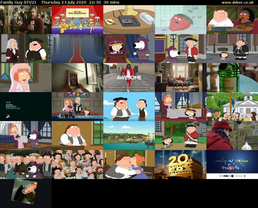 Family Guy (ITV2) Thursday 23 July 2020 22:30 - 23:00