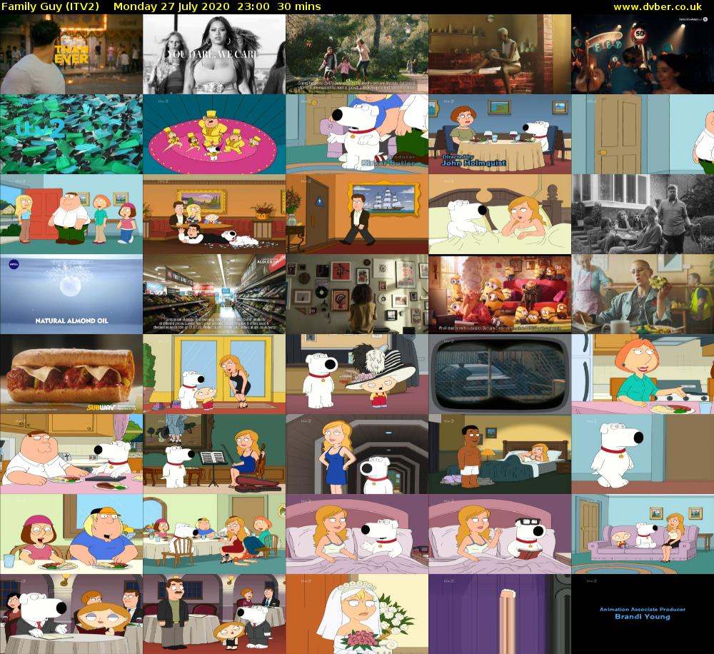 Family Guy (ITV2) Monday 27 July 2020 23:00 - 23:30