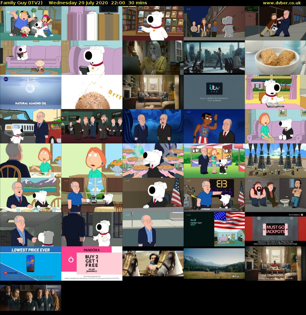 Family Guy (ITV2) Wednesday 29 July 2020 22:00 - 22:30