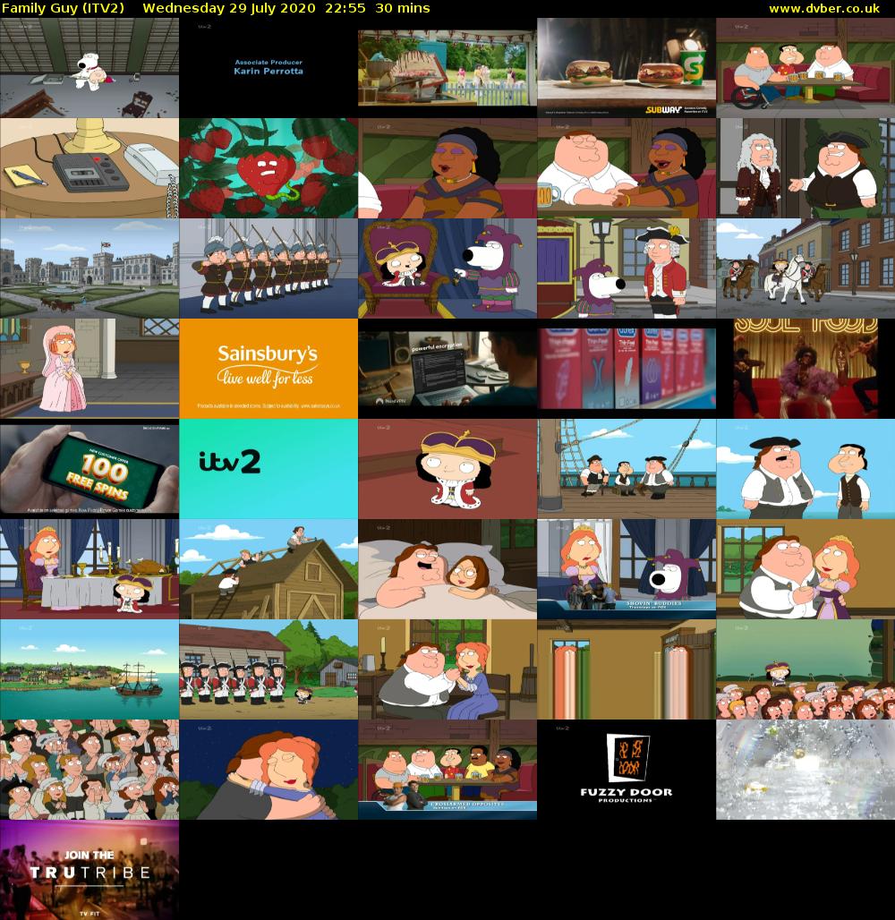 Family Guy (ITV2) Wednesday 29 July 2020 22:55 - 23:25