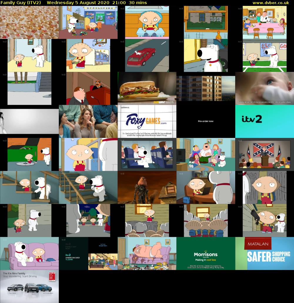Family Guy (ITV2) Wednesday 5 August 2020 21:00 - 21:30