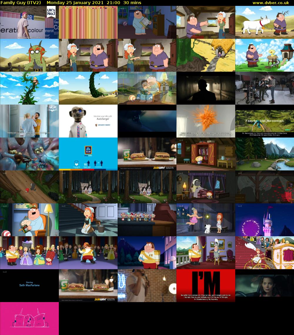 Family Guy (ITV2) Monday 25 January 2021 21:00 - 21:30