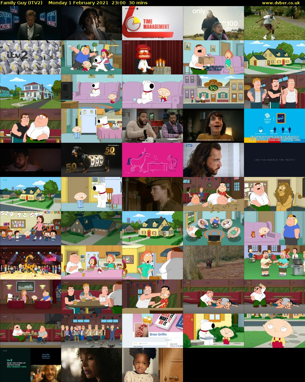 Family Guy (ITV2) Monday 1 February 2021 23:00 - 23:30