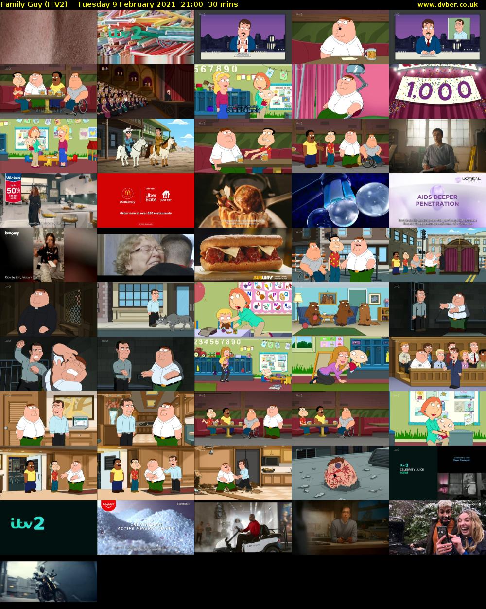 Family Guy (ITV2) Tuesday 9 February 2021 21:00 - 21:30