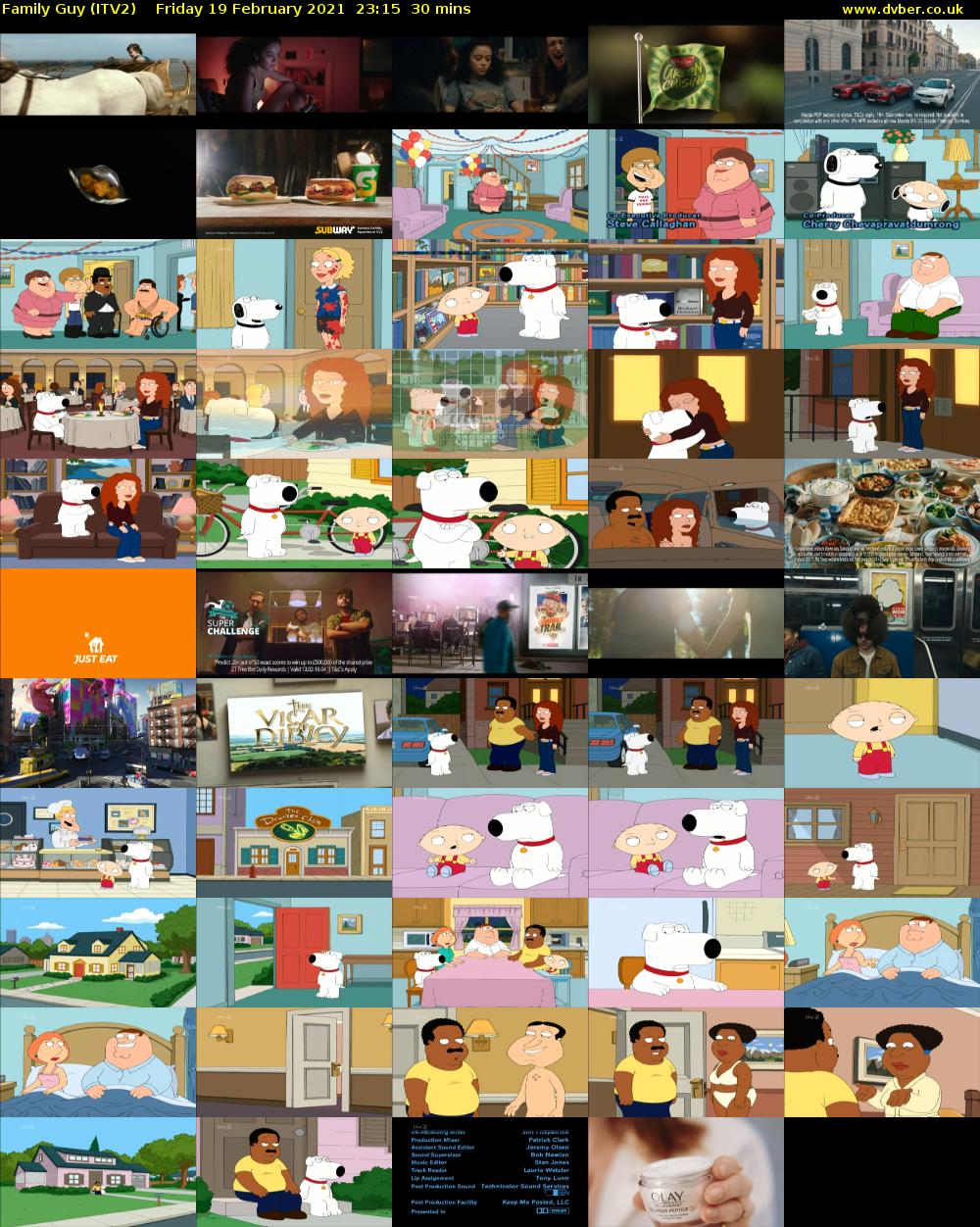 Family Guy (ITV2) Friday 19 February 2021 23:15 - 23:45
