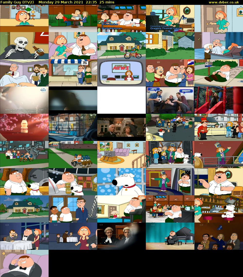 Family Guy (ITV2) Monday 29 March 2021 22:35 - 23:00
