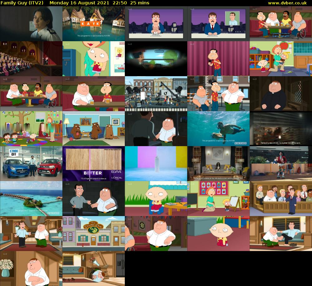 Family Guy (ITV2) Monday 16 August 2021 22:50 - 23:15