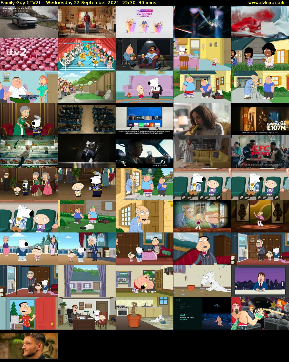 Family Guy (ITV2) Wednesday 22 September 2021 22:30 - 23:00