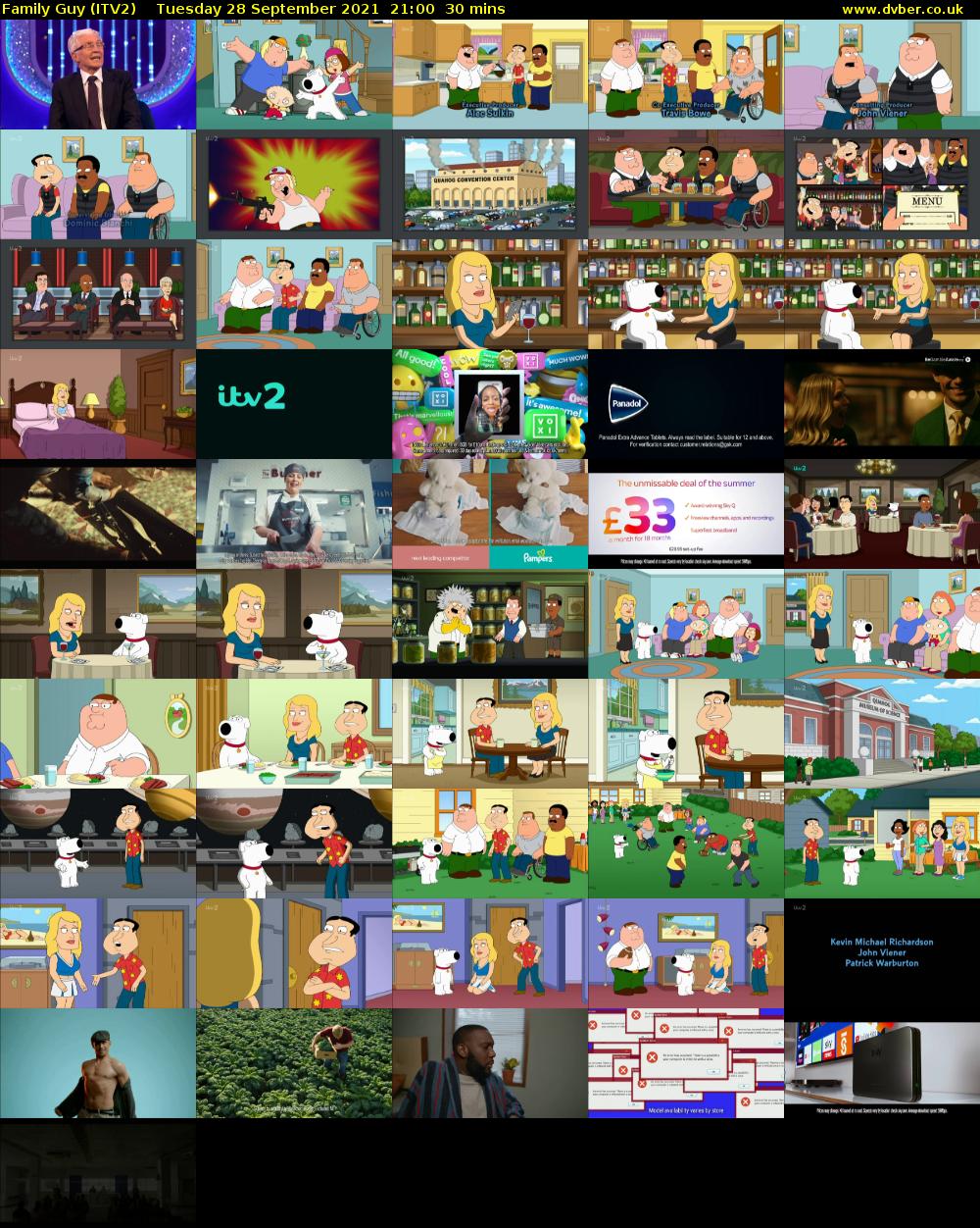 Family Guy (ITV2) Tuesday 28 September 2021 21:00 - 21:30