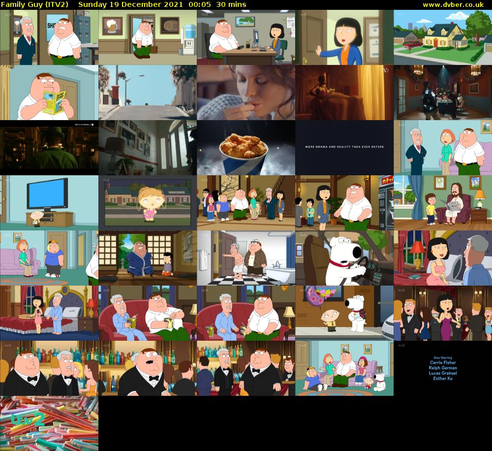 Family Guy (ITV2) Sunday 19 December 2021 00:05 - 00:35
