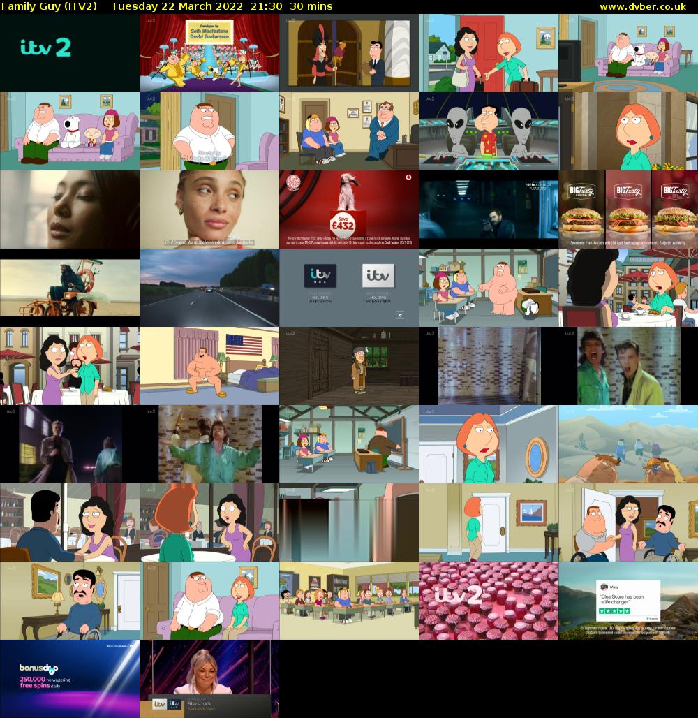 Family Guy (ITV2) Tuesday 22 March 2022 21:30 - 22:00