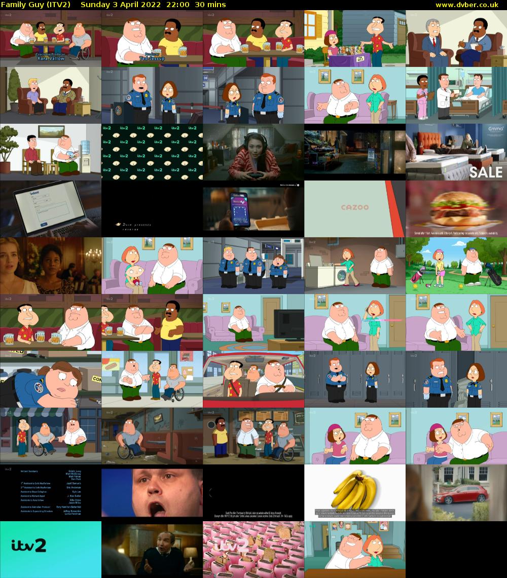 Family Guy (ITV2) Sunday 3 April 2022 22:00 - 22:30