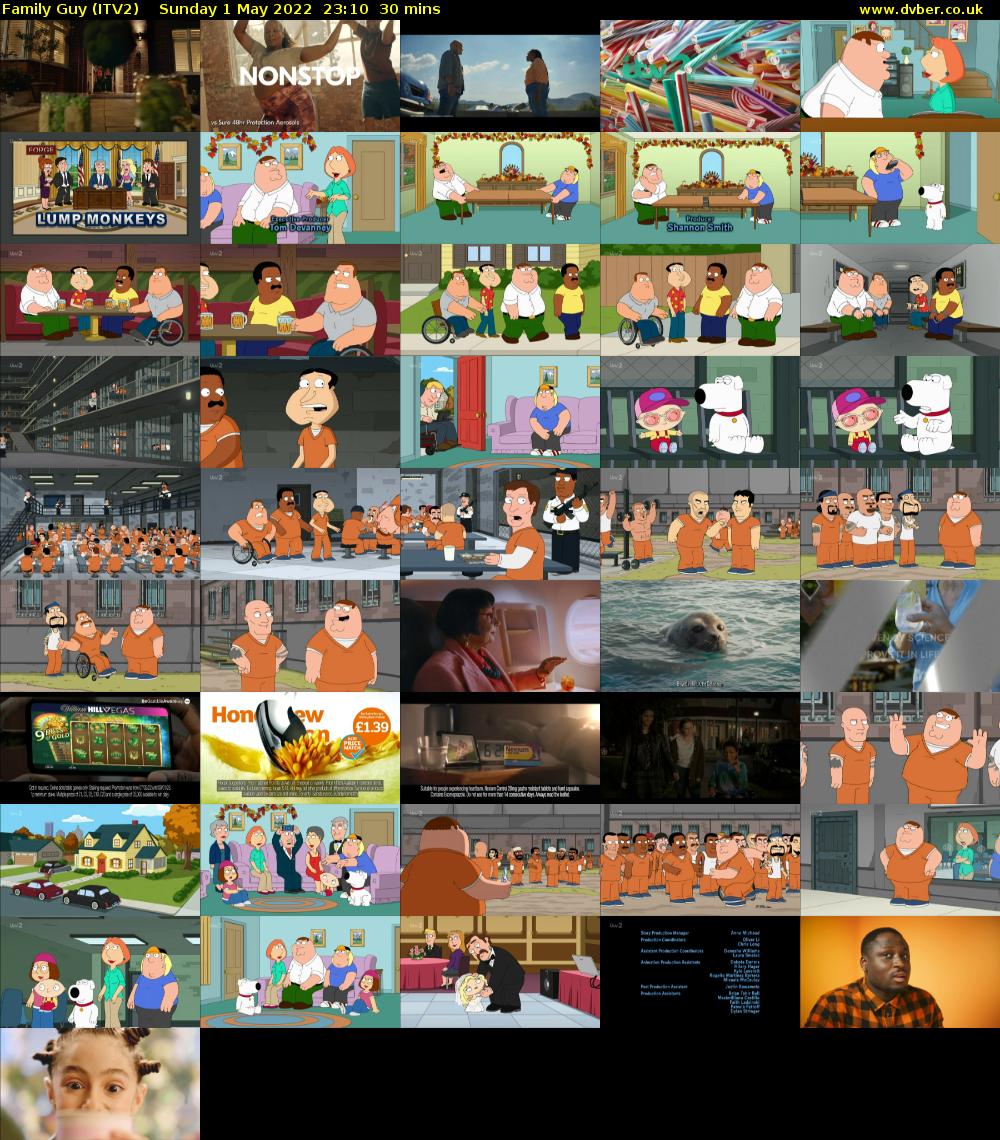 Family Guy (ITV2) Sunday 1 May 2022 23:10 - 23:40