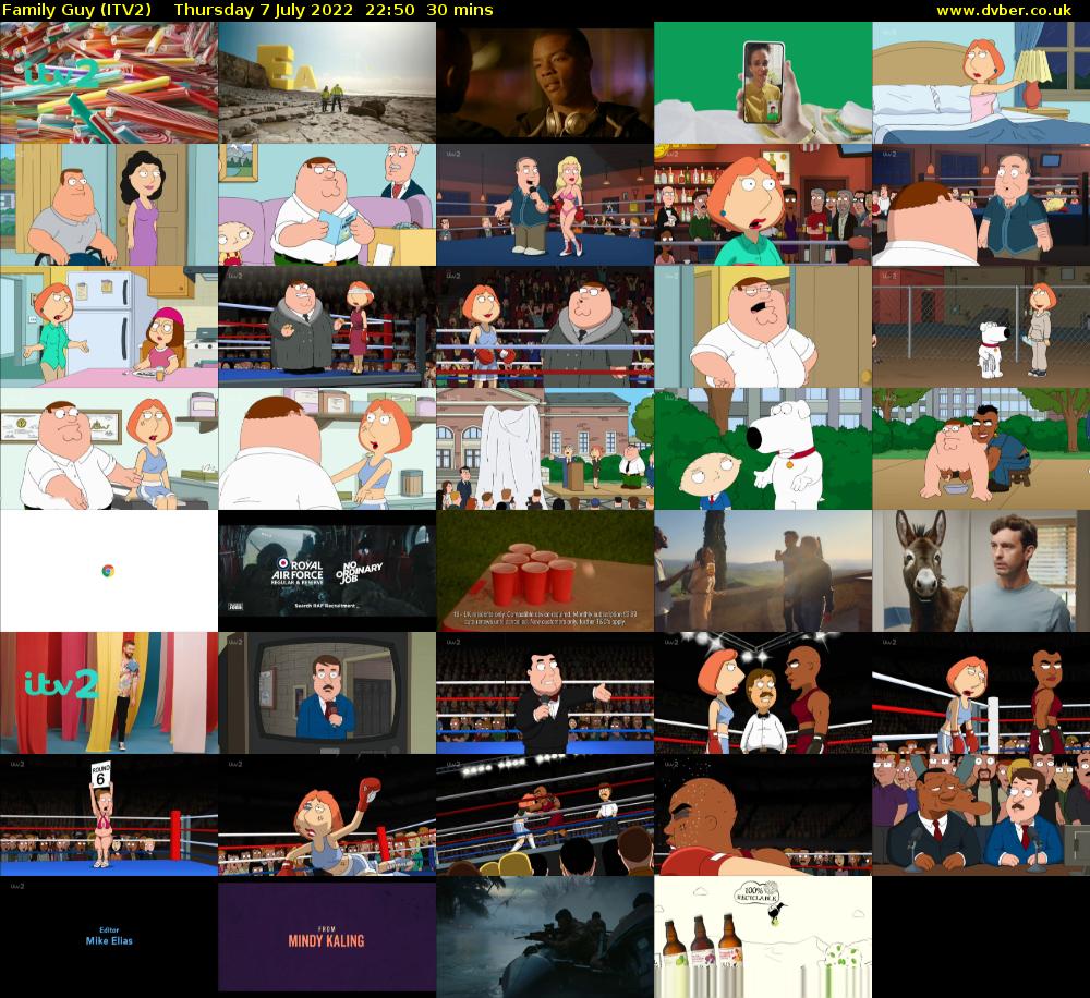 Family Guy (ITV2) Thursday 7 July 2022 22:50 - 23:20