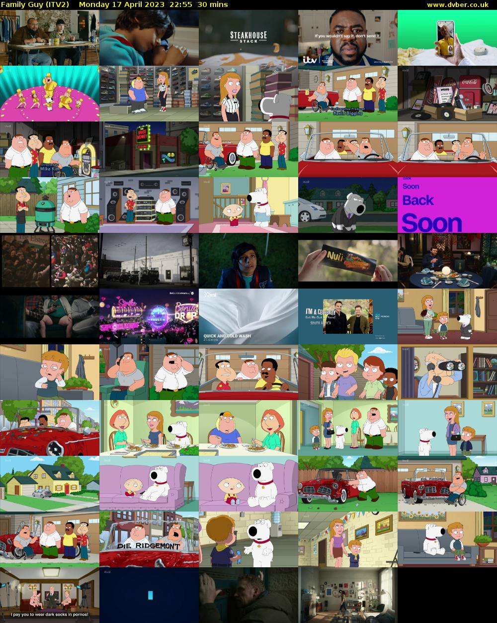 Family Guy (ITV2) Monday 17 April 2023 22:55 - 23:25