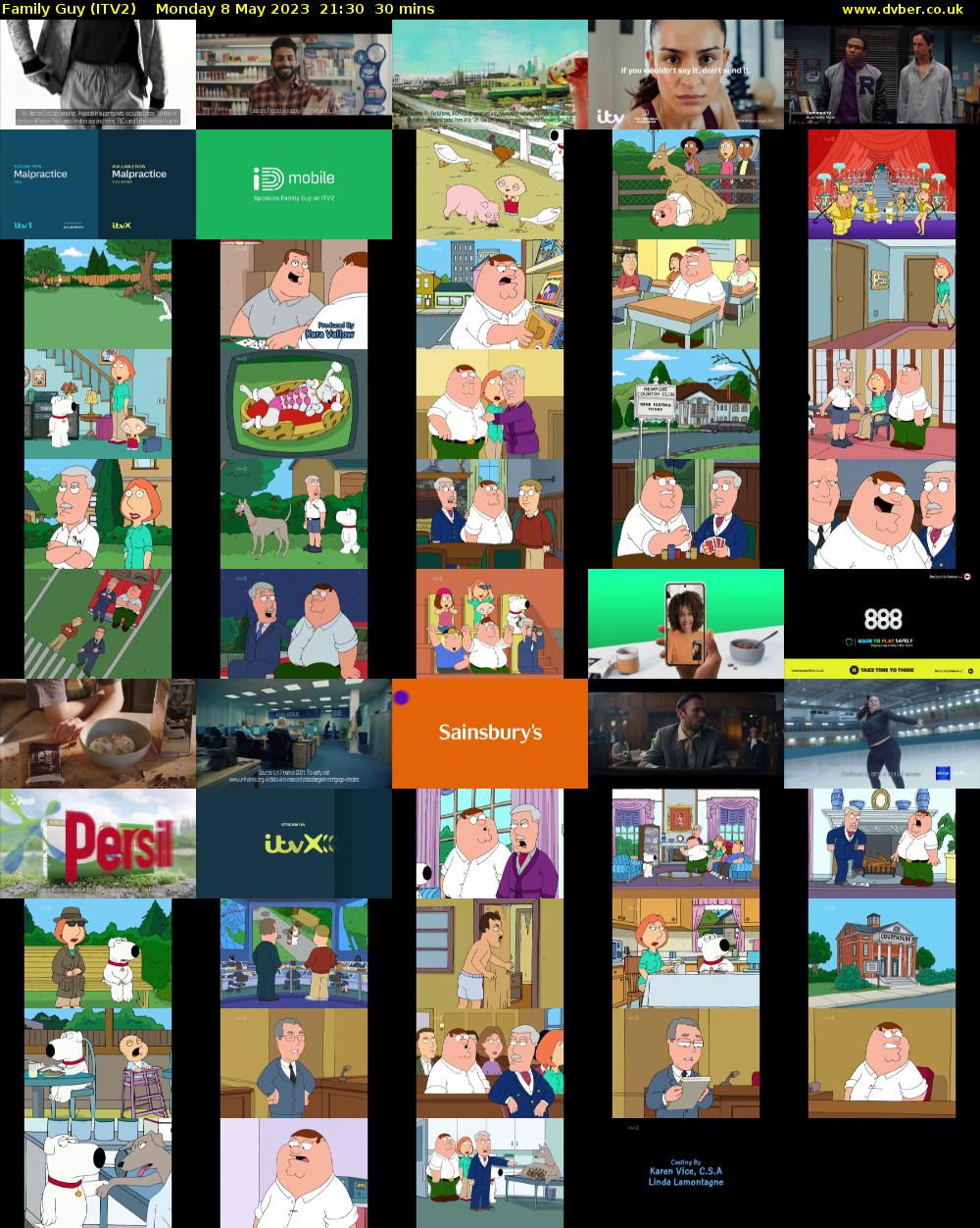 Family Guy (ITV2) Monday 8 May 2023 21:30 - 22:00
