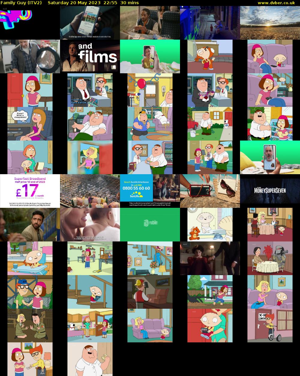 Family Guy (ITV2) Saturday 20 May 2023 22:55 - 23:25