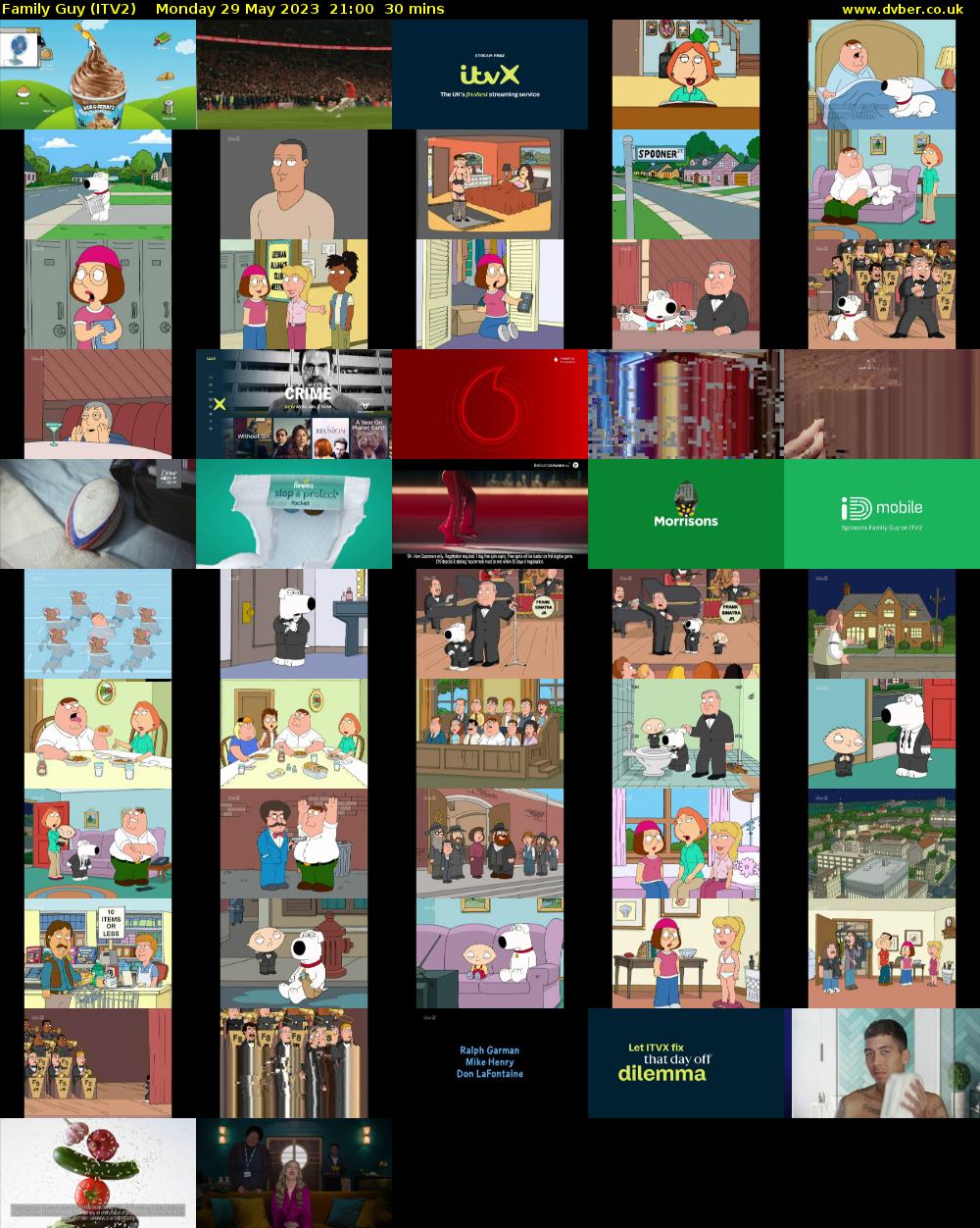 Family Guy (ITV2) Monday 29 May 2023 21:00 - 21:30