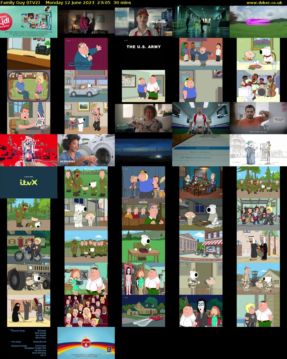 Family Guy (ITV2) Monday 12 June 2023 23:05 - 23:35