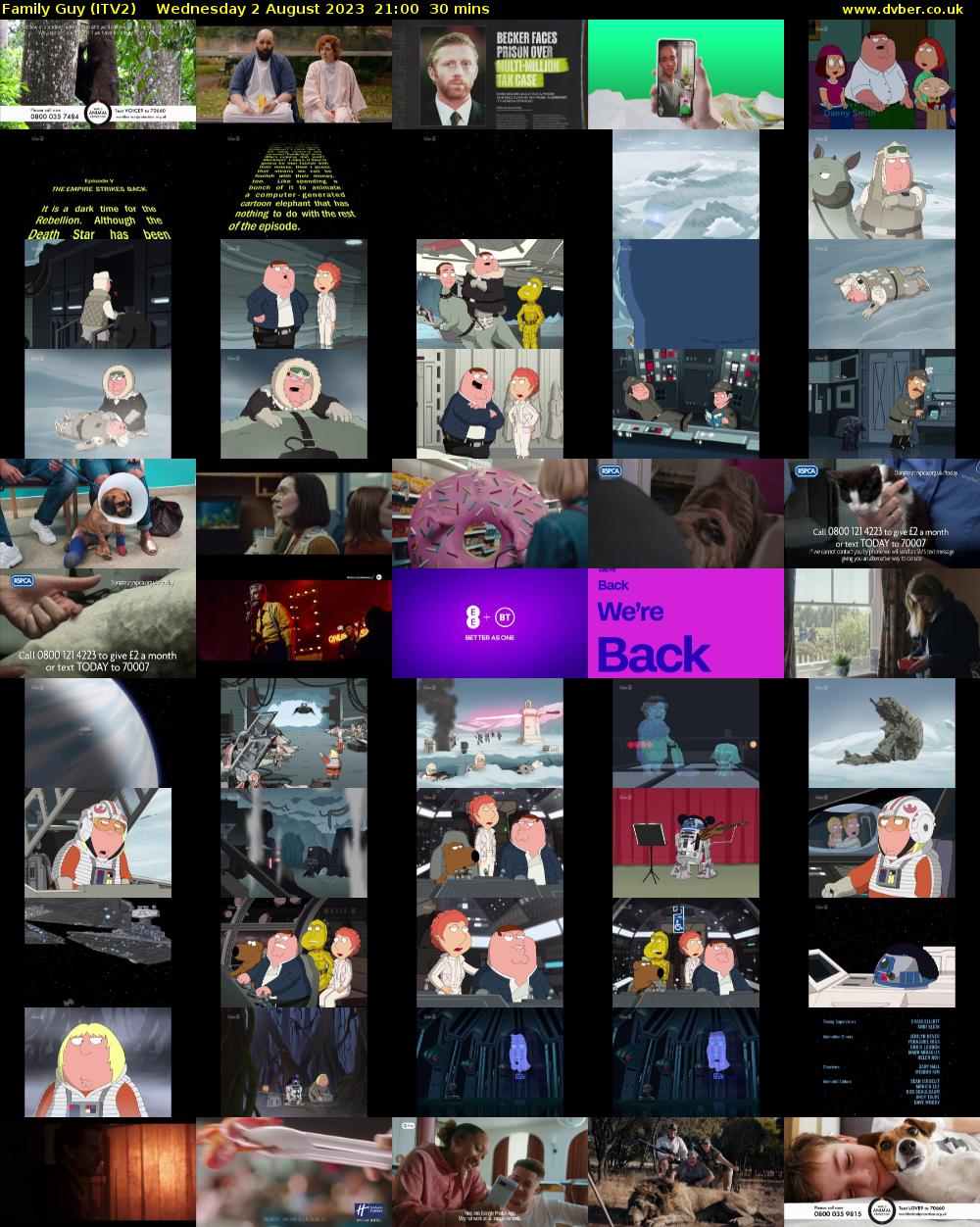 Family Guy (ITV2) Wednesday 2 August 2023 21:00 - 21:30