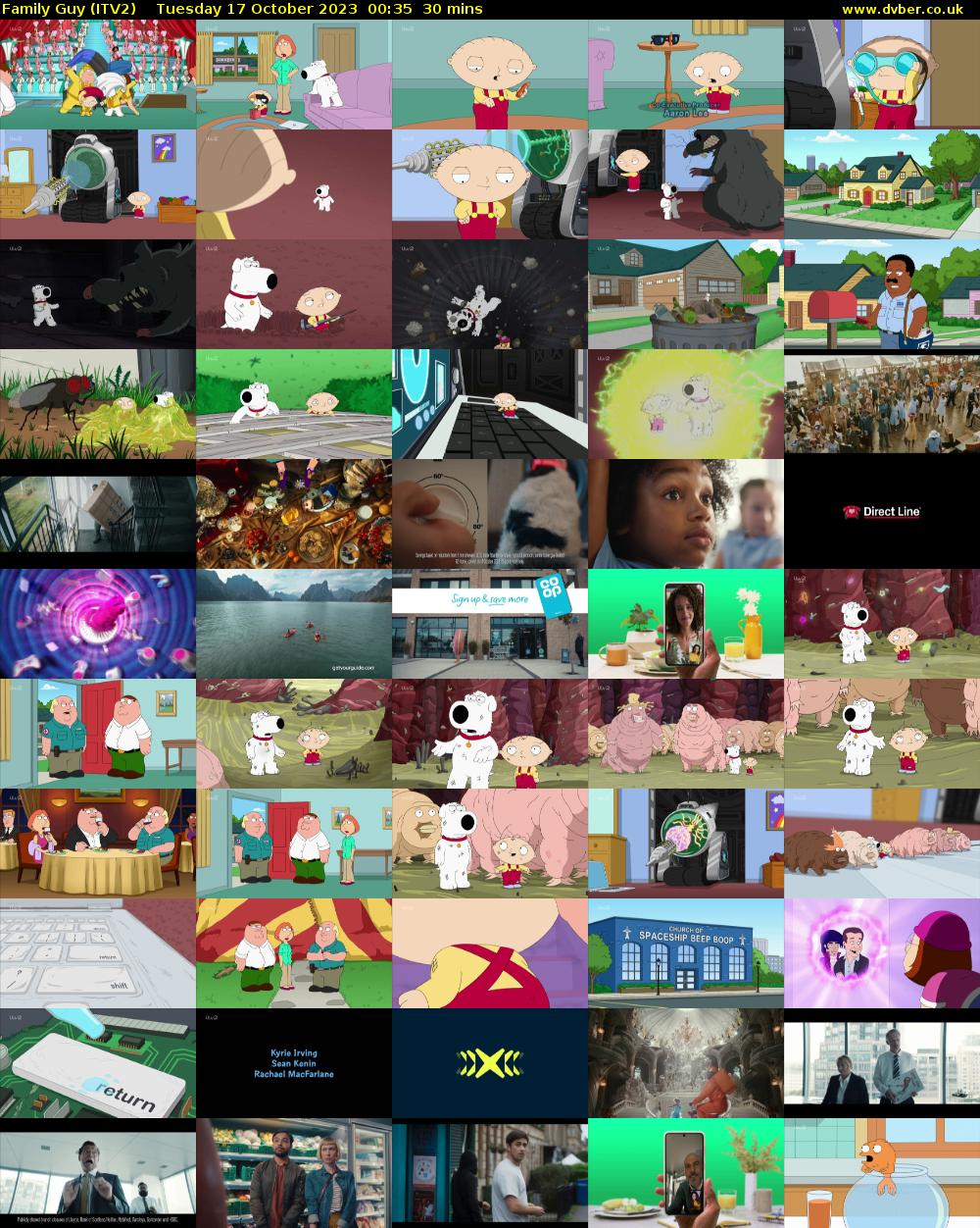 Family Guy (ITV2) Tuesday 17 October 2023 00:35 - 01:05