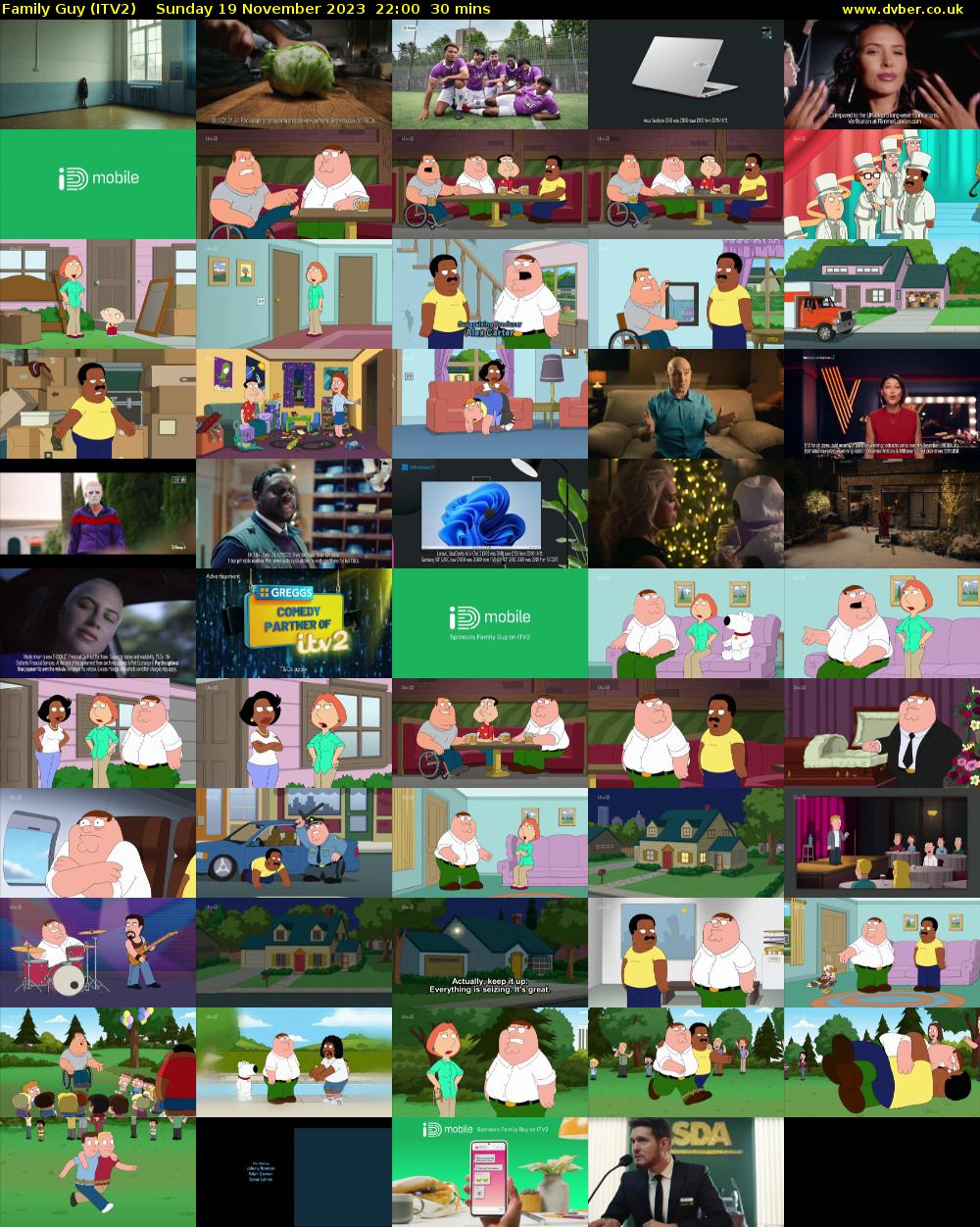 Family Guy (ITV2) Sunday 19 November 2023 22:00 - 22:30