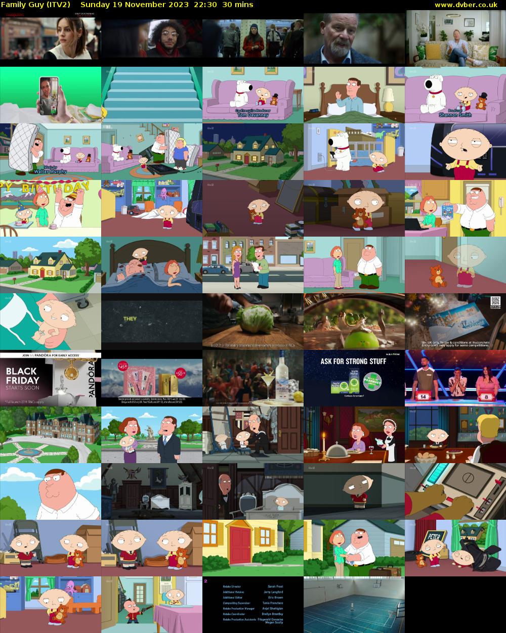Family Guy (ITV2) Sunday 19 November 2023 22:30 - 23:00