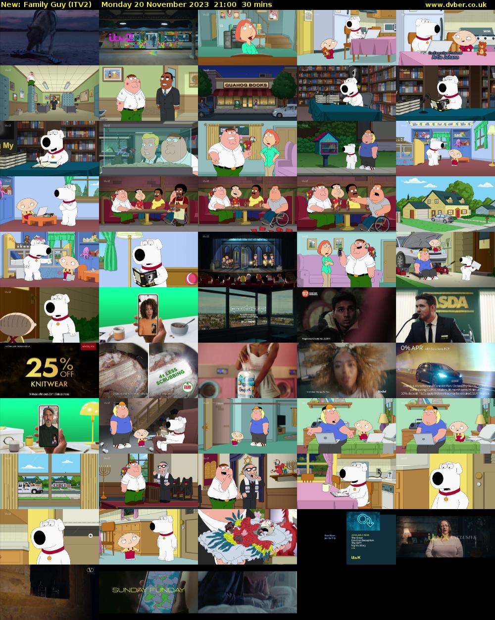 Family Guy (ITV2) Monday 20 November 2023 21:00 - 21:30