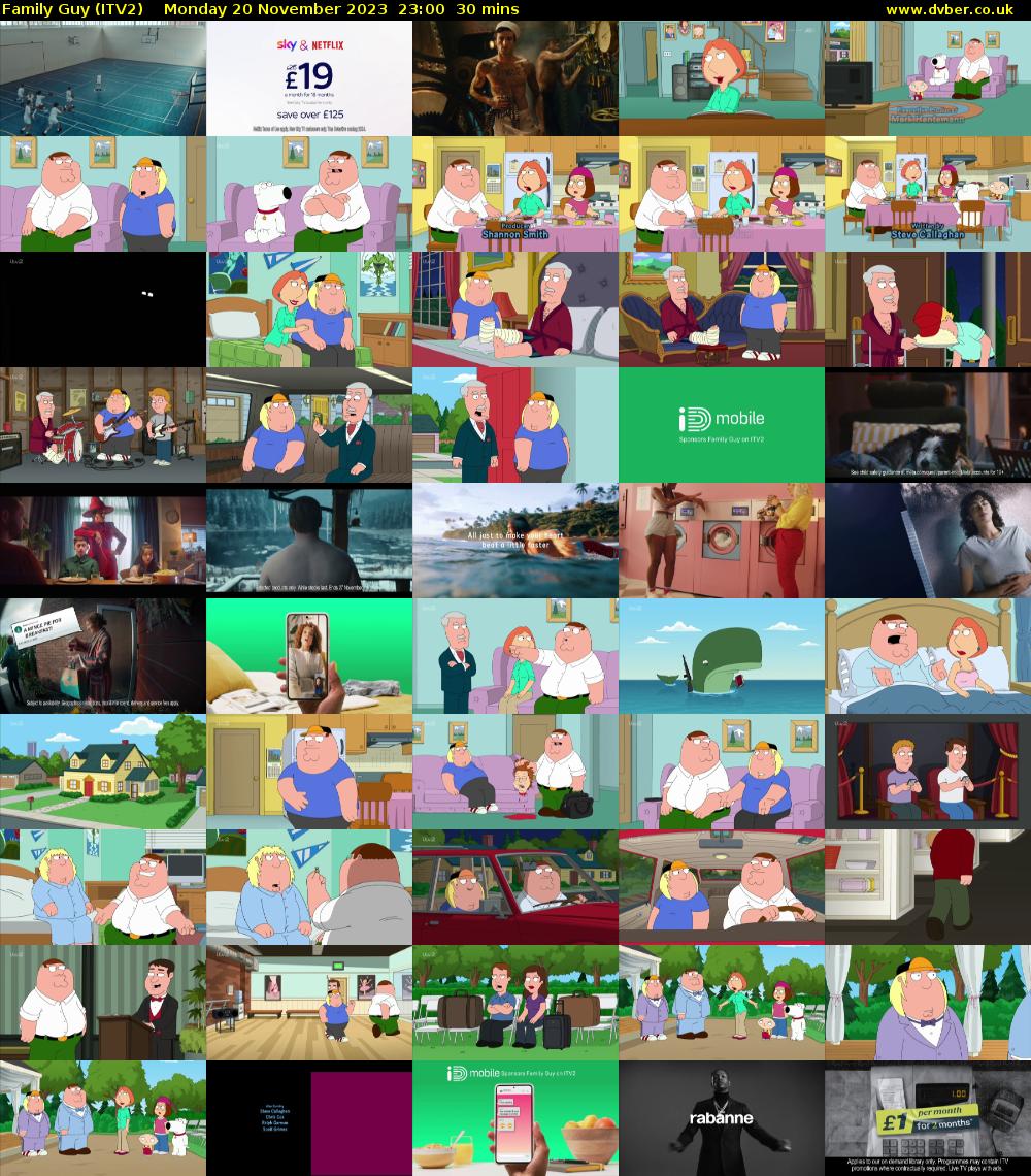 Family Guy (ITV2) Monday 20 November 2023 23:00 - 23:30