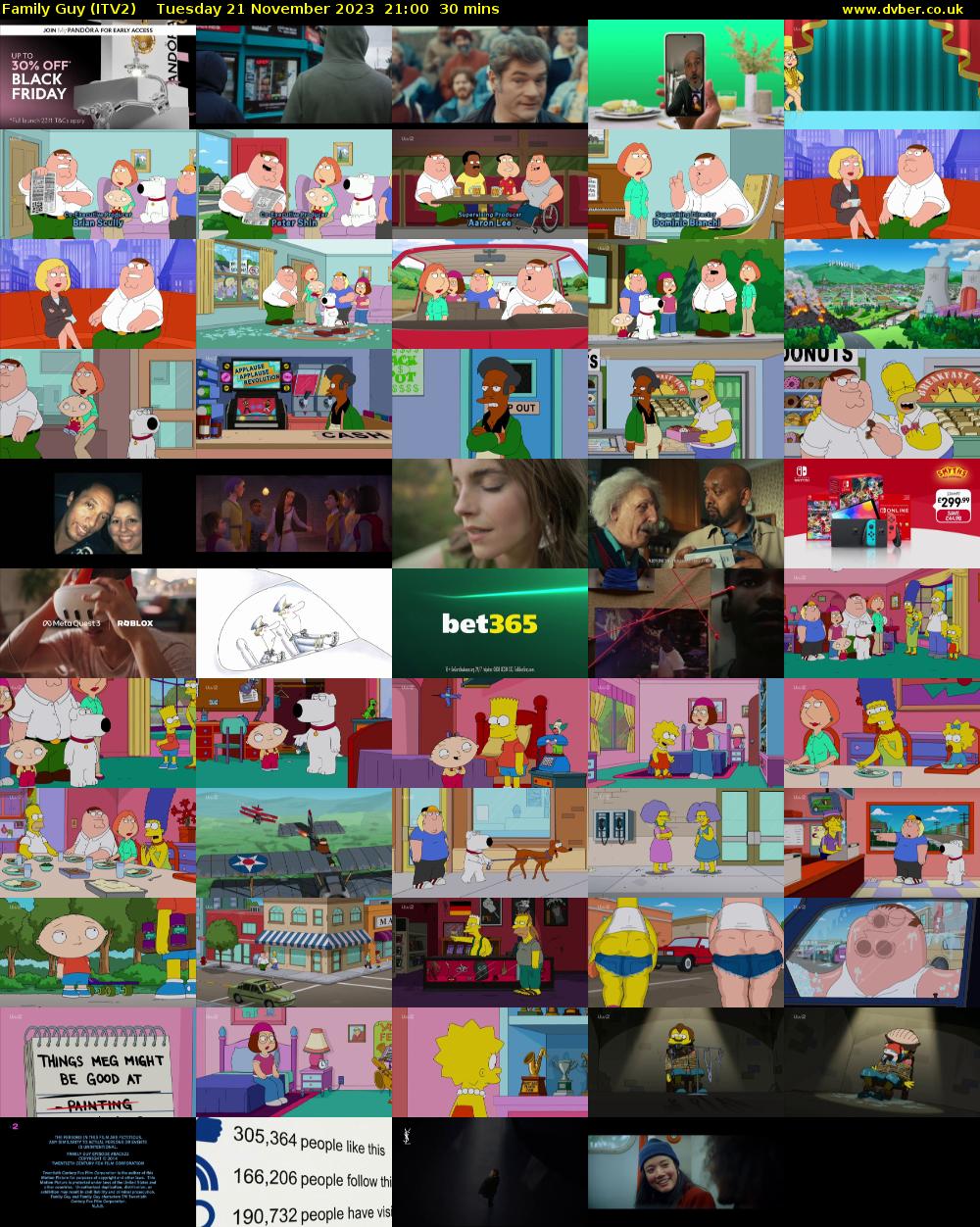 Family Guy (ITV2) Tuesday 21 November 2023 21:00 - 21:30