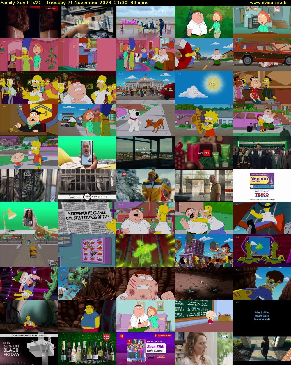 Family Guy (ITV2) Tuesday 21 November 2023 21:30 - 22:00