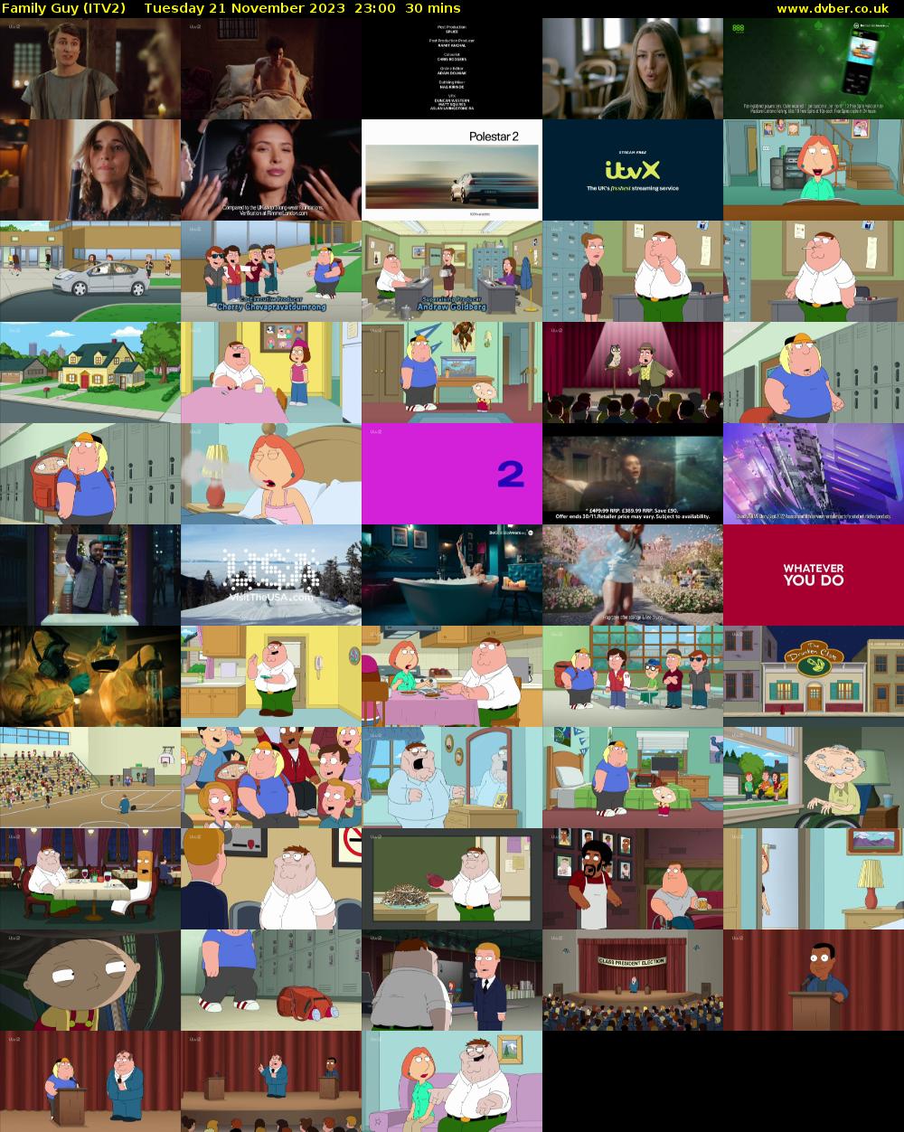Family Guy (ITV2) Tuesday 21 November 2023 23:00 - 23:30
