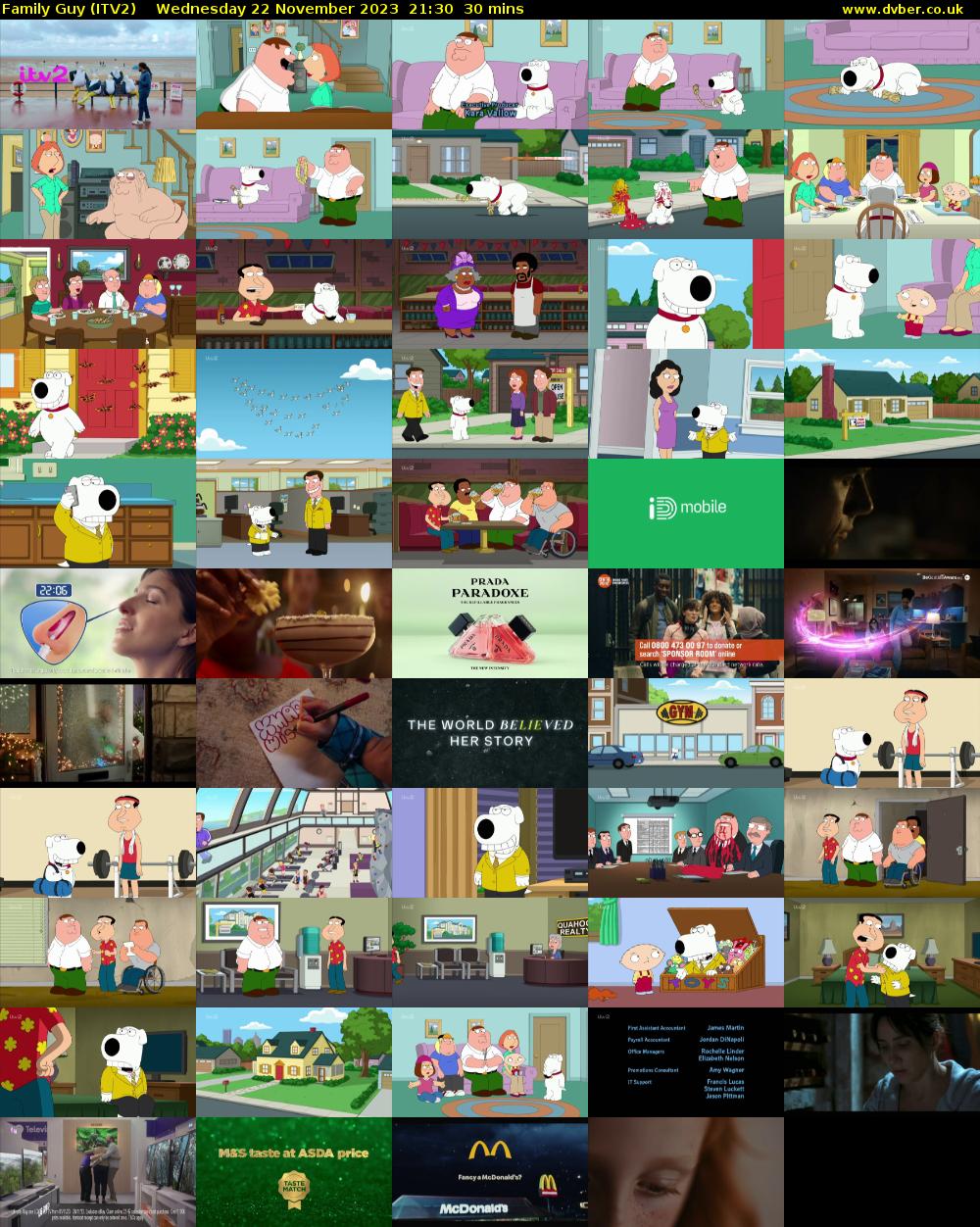 Family Guy (ITV2) Wednesday 22 November 2023 21:30 - 22:00