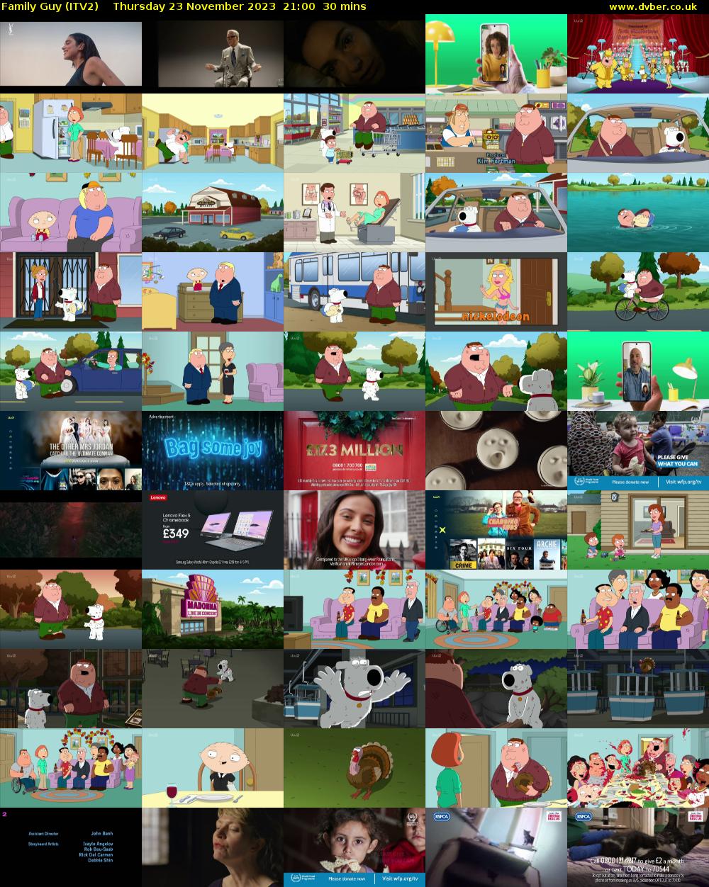 Family Guy (ITV2) Thursday 23 November 2023 21:00 - 21:30