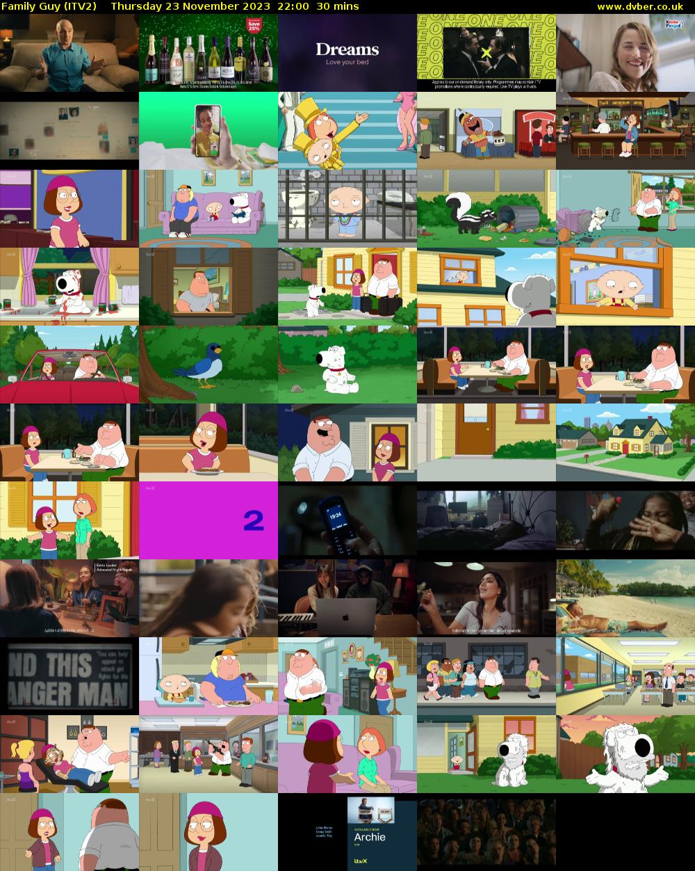 Family Guy (ITV2) Thursday 23 November 2023 22:00 - 22:30