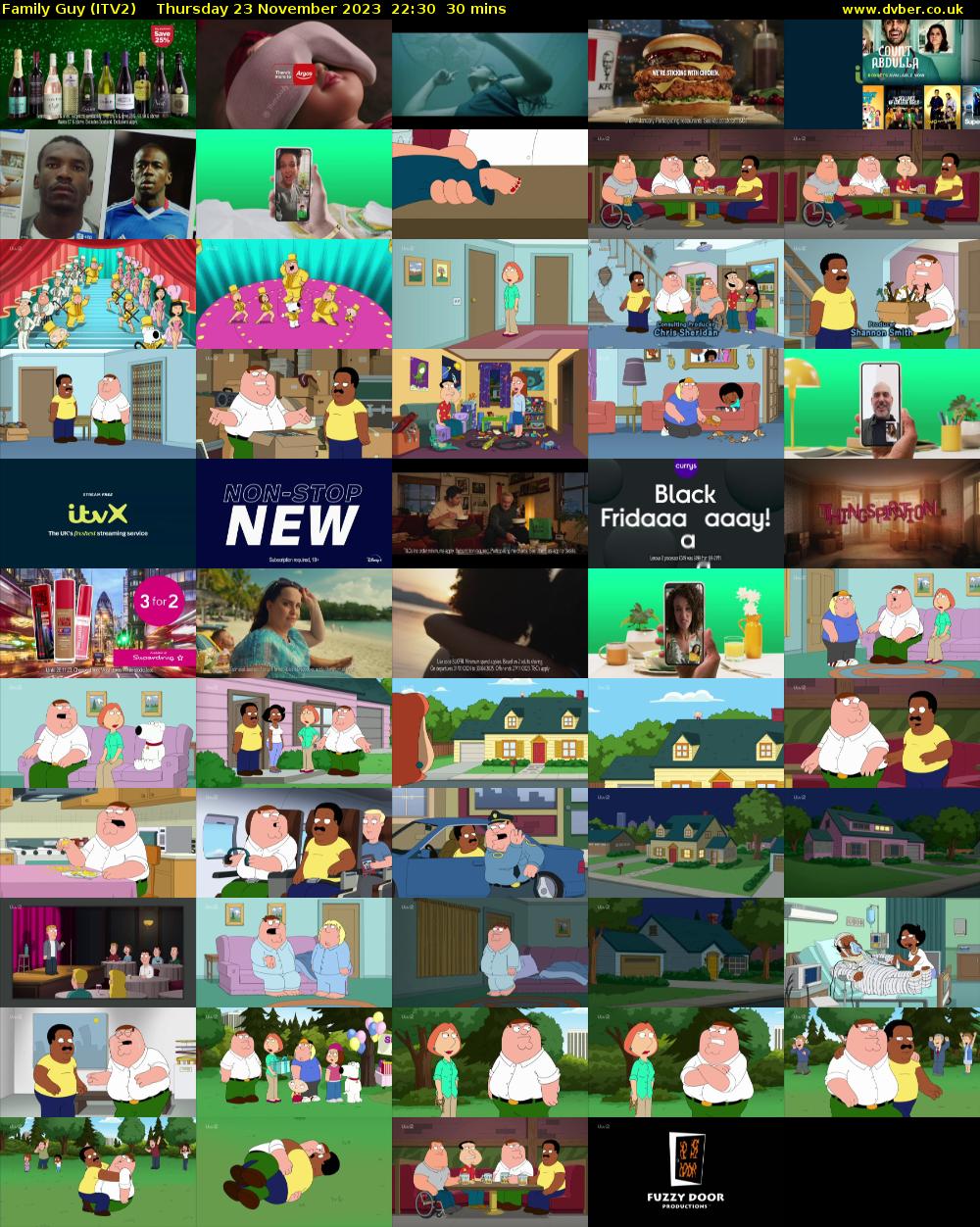 Family Guy (ITV2) Thursday 23 November 2023 22:30 - 23:00
