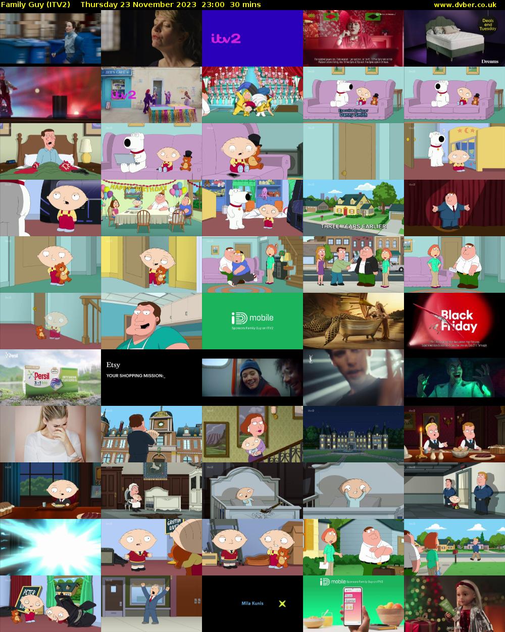 Family Guy (ITV2) Thursday 23 November 2023 23:00 - 23:30