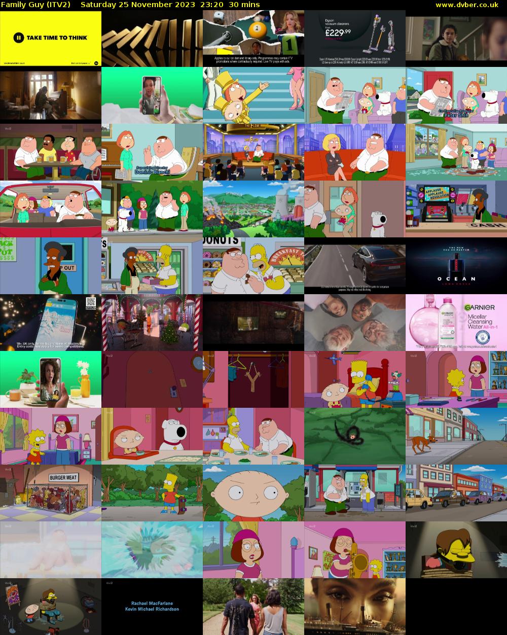 Family Guy (ITV2) Saturday 25 November 2023 23:20 - 23:50