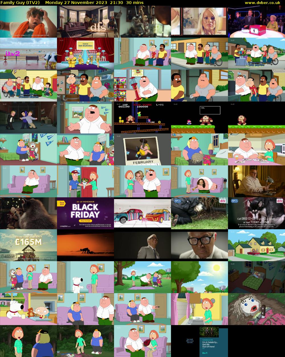 Family Guy (ITV2) Monday 27 November 2023 21:30 - 22:00