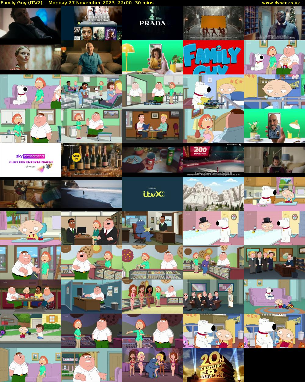Family Guy (ITV2) Monday 27 November 2023 22:00 - 22:30