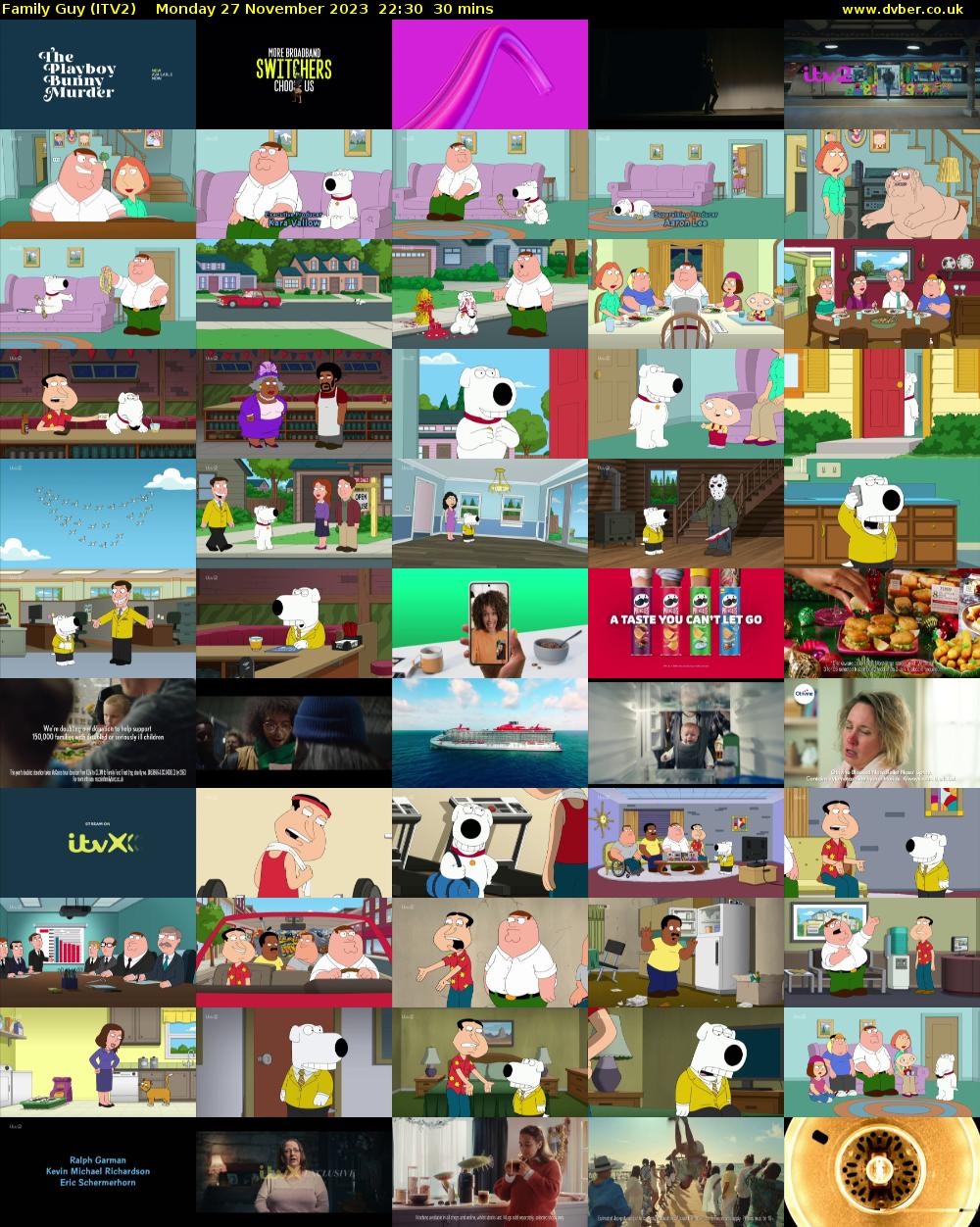 Family Guy (ITV2) Monday 27 November 2023 22:30 - 23:00