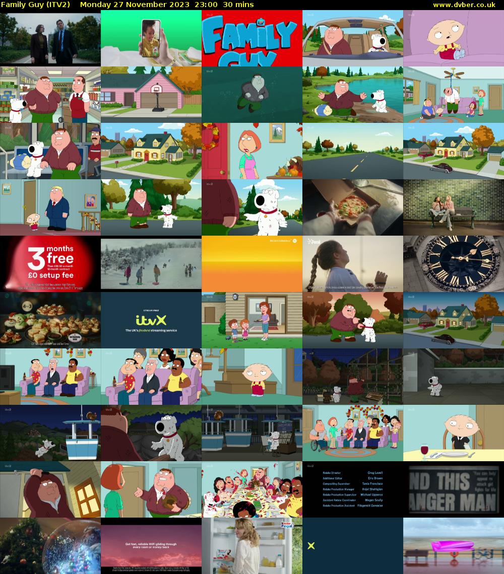Family Guy (ITV2) Monday 27 November 2023 23:00 - 23:30