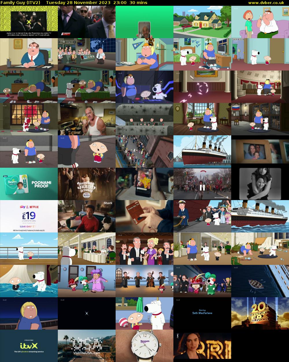 Family Guy (ITV2) Tuesday 28 November 2023 23:00 - 23:30