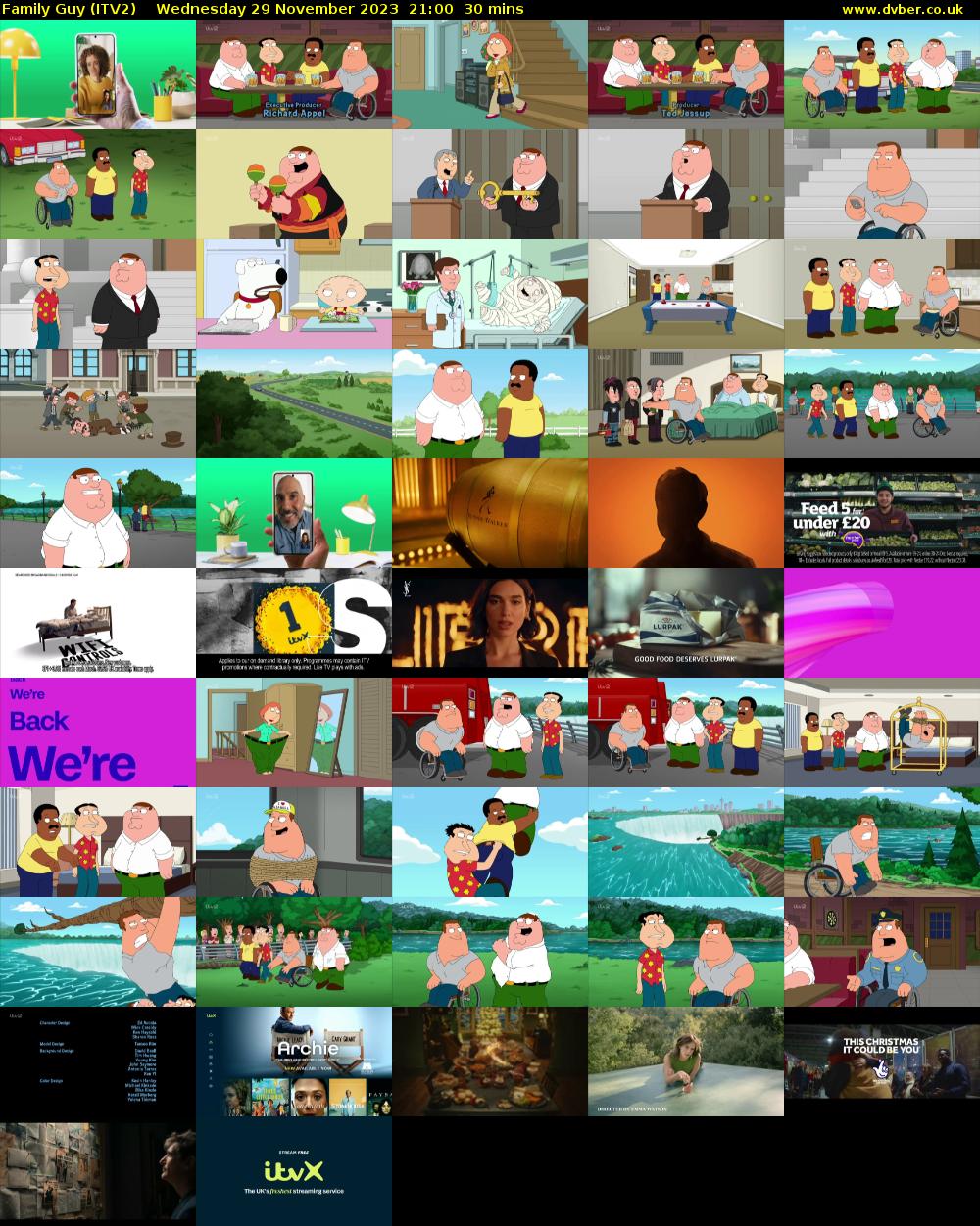 Family Guy (ITV2) Wednesday 29 November 2023 21:00 - 21:30